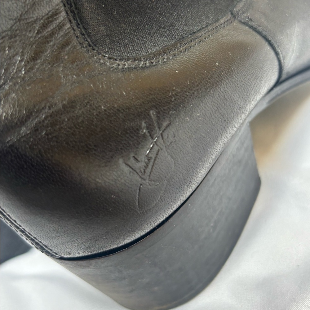 John fluevog black leather ankle boots size 10.5 low heel western minimalist - Picture 8 of 12